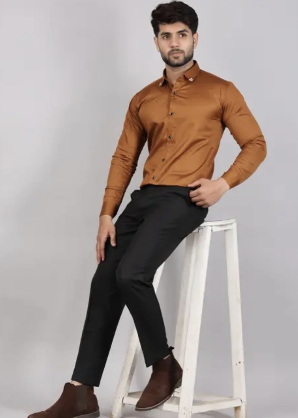 Men's spread collar satin party wear shirts - Image 21