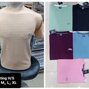 Men Solid Popcorn Structure Half Sleeve Crew Neck T-Shirt (anycolor 1PC)