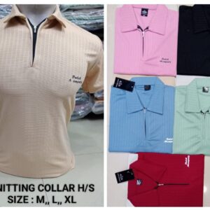 Men's Premium Slim Fit Zipper Popcorn Structure Half Sleeve T-Shirt (any color 1 pc)