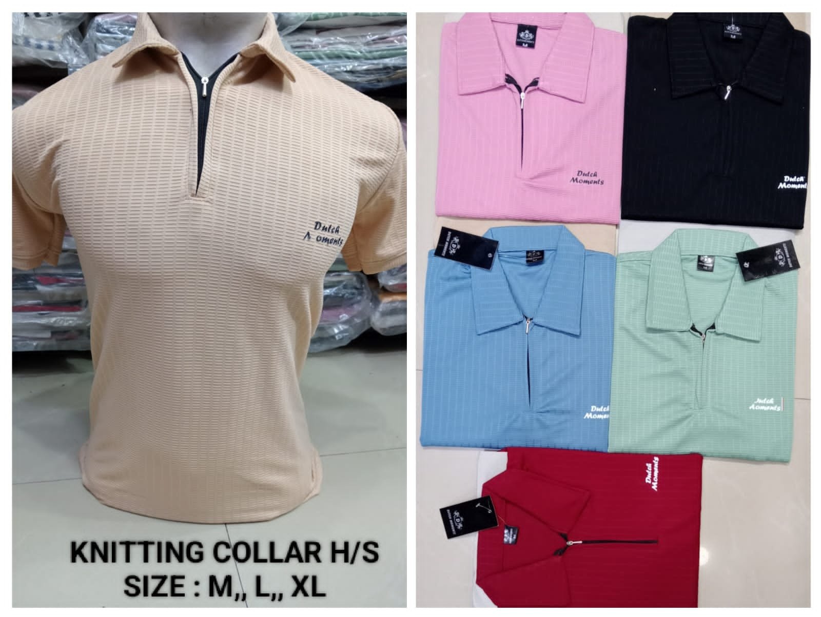 Men's Premium Slim Fit Zipper Popcorn Structure Half Sleeve T-Shirt (any color 1 pc)