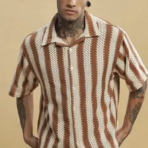 Crochet Striped Shirt Half Sleeve Shirt for Men any color (1pc)